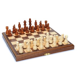 WE Games- Foldable Wood Travel Chess Set- 11.5 in Walnut Board