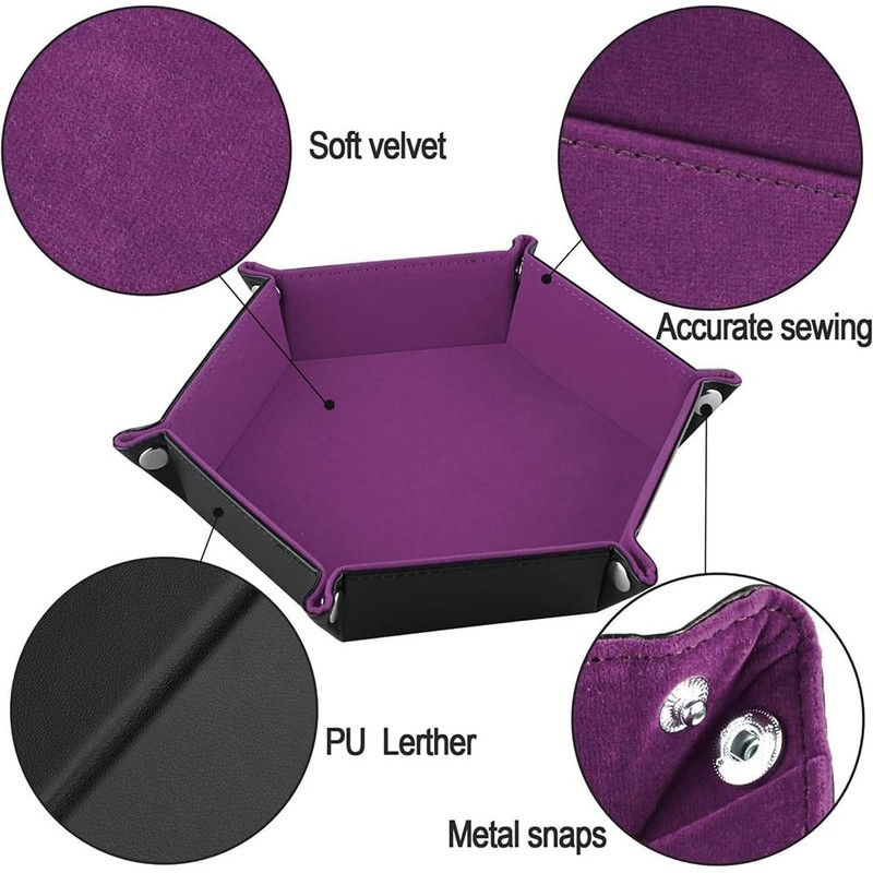 Dice Plate, Leather Dice Plate, Foldable Hexagon, Folding Dice Tray,