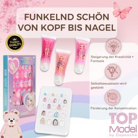 Lip gloss set in beauty & me & artificial nails Aurora Beauty & Me - Perfectly styled lips and heavenly sparkling nails: your complete set for shine, glamour and magical beauty moments