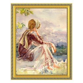 16x20 Frame, Vintage Picture Frames, Home Decor Antique Gallery Poster Photo Frame 16 by 20, Ornate Gold Dimensional Floral Carvings with Blue Accent, Vertical and Horizontal for Wall Hanging