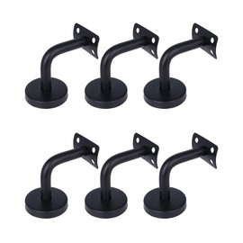 NUOLUX Handrail Stair Handrail Bracket, Metal Fittings, Sliding Grip, L-Shaped Reception Bracket, Stainless Steel, Handrail for Stairs, Wall Mount, Handle, Indoor, Black, 6 Pieces, Approx. 2.4 x 2.4 x