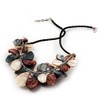 Avalaya Multicoloured Shell-Composite Leather Cord Chunky Style Necklace - 44cm