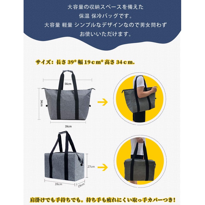 MIOMICA Thermal Insulated Bag, Eco Bag, Large Capacity, Men's, For