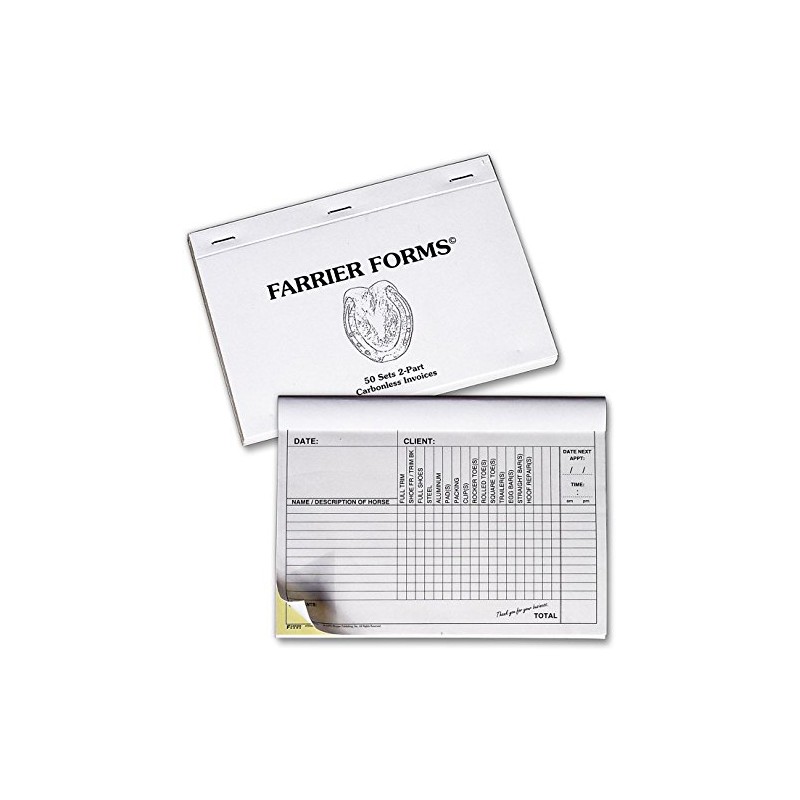 HoofPrints Farrier Forms Two-Part Carbonless Invoice Pad - 50 Sets