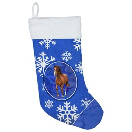 Caroline's Treasures SB3150-CS Horse Winter Snowflakes Holiday Christmas Stocking Fireplace Hanging Stockings Christmas Season Party Decor Family Holiday Decorations