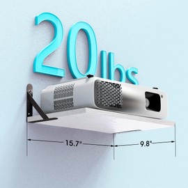 Projector Wall Mount Shelf, Projector Wall Mount Floating,Projector Shelf for Wall, Modem Shelf/Router Shelf/Cable Box Wall Mount/Router Wall Mount, Projector Holder Stand Accessories with Cable Ties