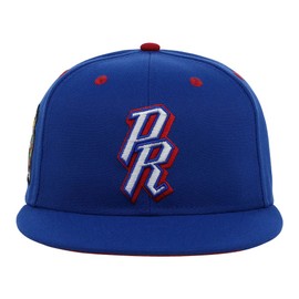Rings & Crwns Puerto Rico Country Pride - Gorra plana ajustada con logotipo RBL, Azul Real, 6.875