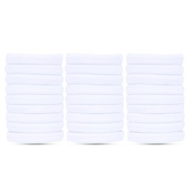 Accessorize Kingdom Hair Ties, Cotton Textured Ponytail Holders, Soft Seamless Elastic Bands for Thick and Thin Hair (White, 50 count (Pack of 1))