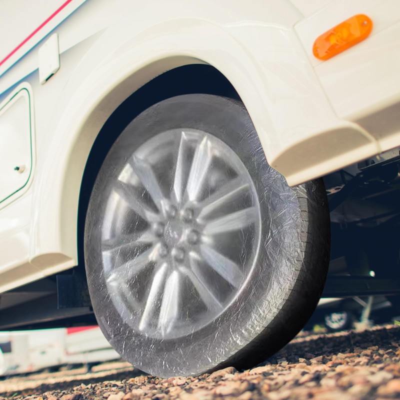 SHINEOFI Disposable Tire Covers for Truck Wheel Protection Transparent Plastic