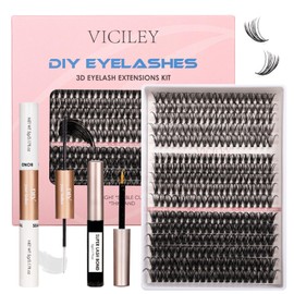 VICILEY Individual Lash Clusters Kit 320 PCS Cluster Lashes 3 Styles for 11-20mm DIY Eyelash Extensions Natural Fluffy Wispy False Lashes with Bond & Seal-30D+40D+60D