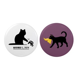 Set of 2 Kamala Harris Campaign Pin, Pack 2 Cat Pushing Republican Party Off A Table Pins, November 5 Pin Button, Funny Political Gift for Democrat, Childless Cat Lady Pin, Voting for Kamala Harris Pins