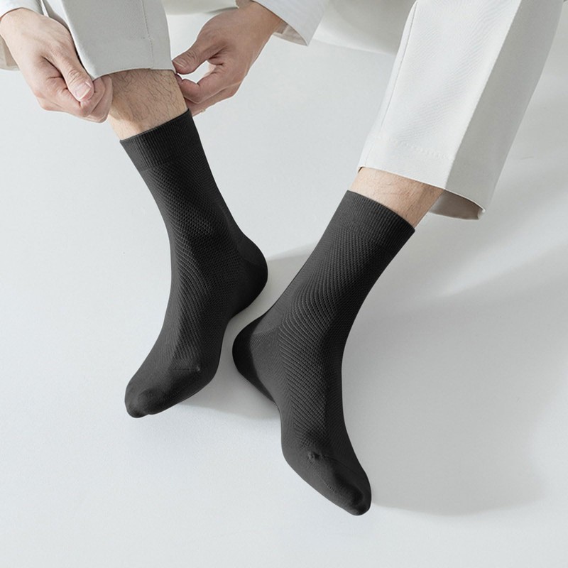 [Yazon] 靴下 メンズ 夏 黑 メッシュソックス 薄手綿 防臭 涼しい靴下 夏用