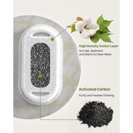GIOTOHUN 8 Cat Fountain Filters: Filter for Cat Fountain - Cat Drinking Fountain Filter - Filter Drinking Fountain Cats - Removal of Contaminants - 4 Activated Carbon Filters + 4 Foam Filters