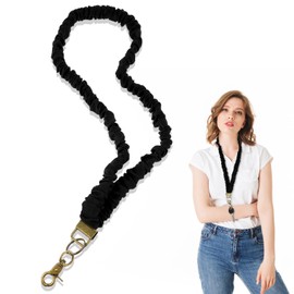 Qianyu Teacher Scrunchie Lanyards Long Scrunchie Lanyards Black Scrunchies Keys Lanyard Cute Neck Stretchy Lanyard Retractable Keychain Holder for Women Ladies ID Card Badge Holder Keys Wallet
