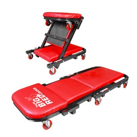 BIG RED ATW4015ZR Torin ，40" Foldable Z-Creeper Seat，2-in-1 Garage/Shop Creeper，330 lbs Capacity，Low Profile Creeper with 6 pcs Wheels for Auto Repair，Garage and Shop，Lay Down or Sit，Red