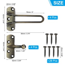 MECCANIXITY Door Chain Lock, 4 Pcs Door Swing Bar Lock for Home Security Front Doors and Inside Doors with 28 Pcs Screws for Home Bedroom Hotel Apartment, Dark Green