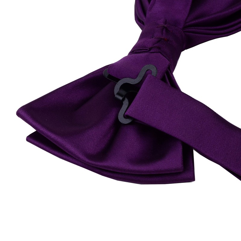 Gusleson Mens Solid Purple Bow Tie Pre-tied Wedding Bowtie and