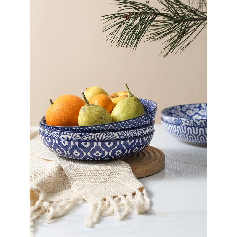 Selamica Porcelain 26 Ounce Pasta Bowls Set of 6, 8