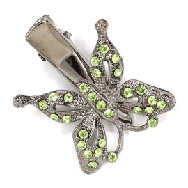 Teri's Boutique Butterfly Crystal Rhinestone Hair Fashion Accessory Cute Style Bling Hair Clip Pins 1 pcs (Green)