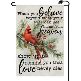 Cardinal Bird Winter Garden Flag 12x18 Inch Vertical Double Sided Seasonal Christmas Believe Heaven Love Small Flags Farmhouse Outside Decoration DJ09
