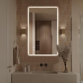 Niccy Led Mirror for Bathroom, 40"x24" Frameless Backlit Mirror for Wall Lighted Mirror with Bedroom 3 Color, Defogger, Explosion-Proof, HD Glass and IP65 Vanity Mirror Horizontal or Vertical