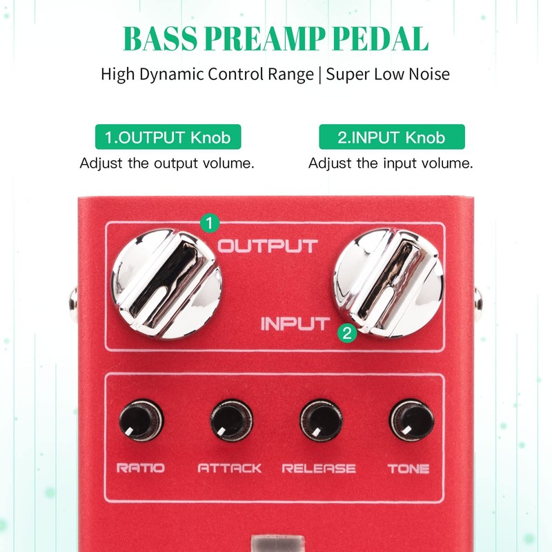 JOYO Bass Guitar Pedals Compressor Effect Pedal with Precise Compression