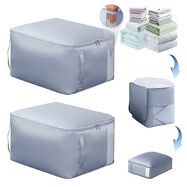 2pcs Ultra Space Saving Self Compression Organizer,compression storage bags for bedding, compression bags for storage, Moving Organizer Bags With visual window(Grey,54 * 42 * 50cm)