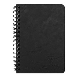 Clairefontaine - Ref 785921C - Age Bag Wirebound Notebook (100 Pages) - 9 x 14cm, Squared Rulings, 90gsm Brushed Vellum Paper, Pocket for Loose Documents - Black Cover