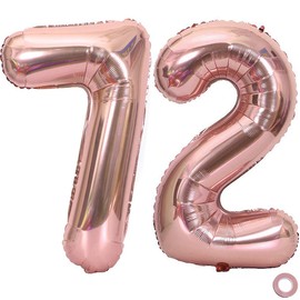 Juland Rose Gold Number Balloons Large Foil Mylar Balloons 40 Inch Giant Jumbo Number Balloons for Birthday Party Decorations 27