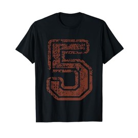 Big Maroon Colour Number 5 Five Grunge Red Distressed Design T-Shirt
