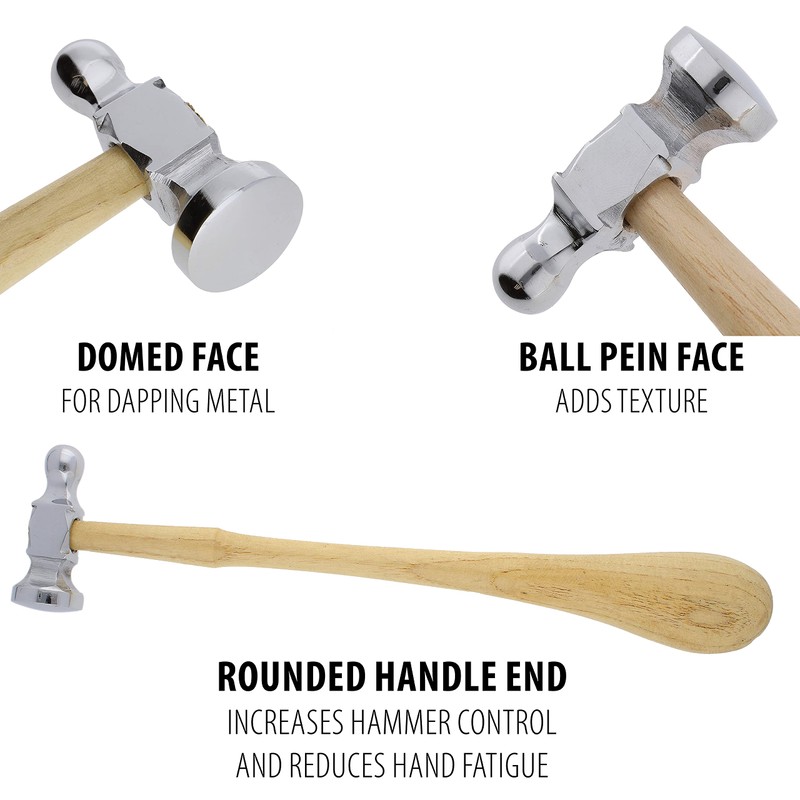 The Beadsmith CH222 Two-Sided Chasing Hammer - 11.5 Inches Wooden