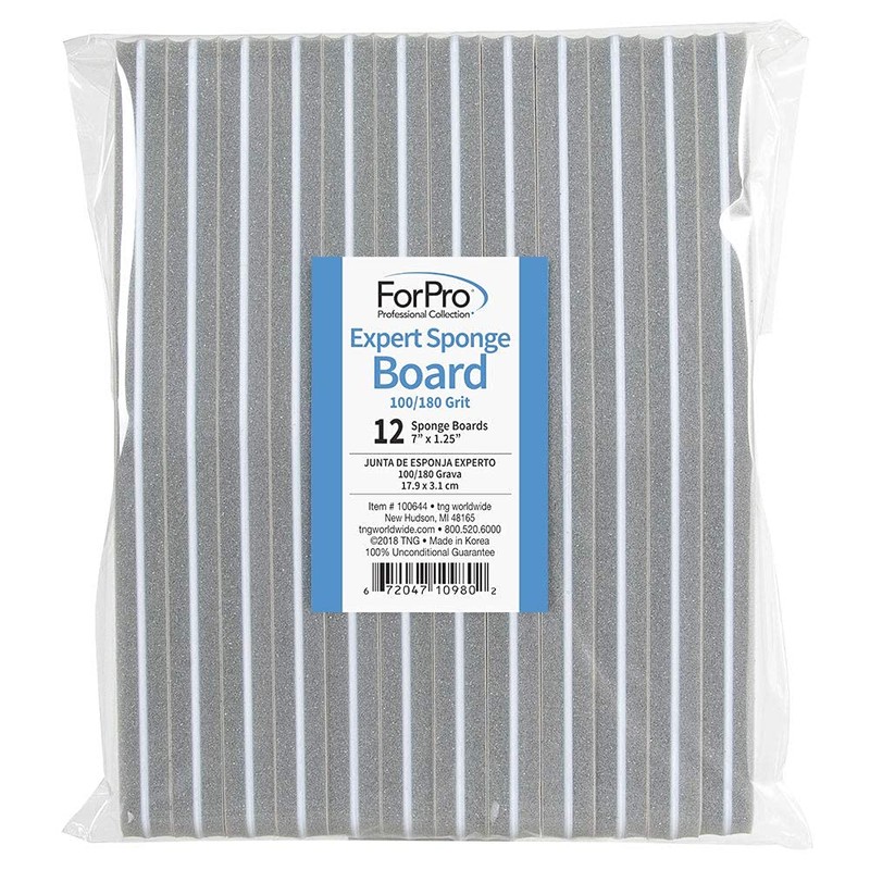 ForPro Professional Collection Expert Sponge Board, 100/180 Grit, Double-Sided Nail