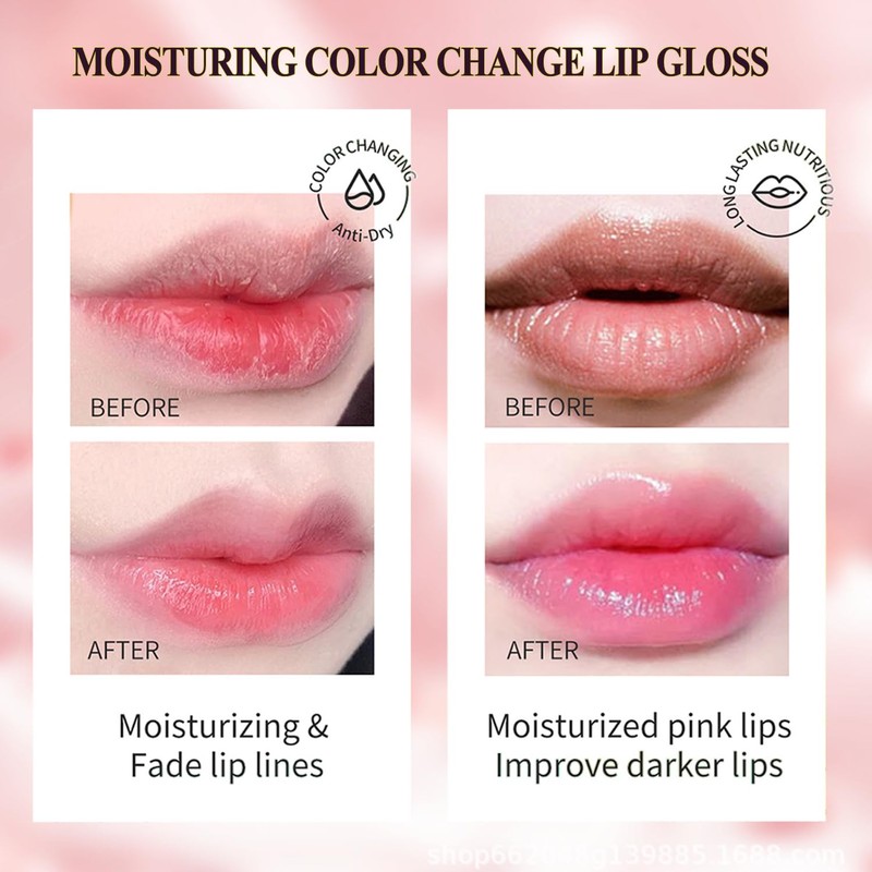firstfly Pack of 6 Crystal Flower Jelly Lipstick, Long Lasting