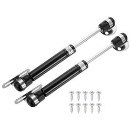 uxcell 2Pcs Lid Support Hinges, 6 Inch 80N Gas Struts Soft Close Folding Lid Stay Hinges Lift Support Slow Lowering Pneumatic Lid Buffer for Cabinet Closet Wardrobe, Black