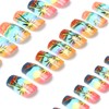 Summer Beach Press on Nails Short Square Fake Nails with