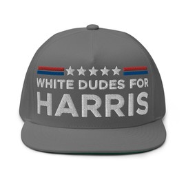 Hogue WS LLC White Dudes for Harris Hat (Embroidered Flat Bill Snapback Cap) White Males Support Kamala Harris