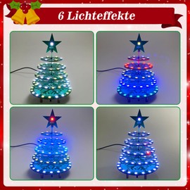 PEMENOL Colourful Christmas Tree DIY Kit, 7 Light Modes, RGB Flow Lights, Fun Electronic Kit Soldering Practice SMD Soldering