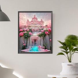 XIATIAN Diamond Painting Kits Adults and Children, 5D Diamond Painting Castle Picture Set, DIY Round Full Drill Craft Cross Embroidery Diamond Painting Kits for Wall Room Home Decoration