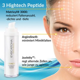Eyecatcha GRACE Advanced Anti-Ageing Face Cream with Hyaluronic Acid and Triple Formula Made of Peptides - 50 ml Vegan Wrinkle Cream for Moisturising with Argan Oil and Shea Butter, Made in Germany