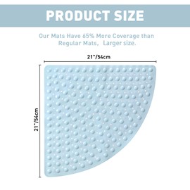 Corner Shower Mat Non Slip: 54 x 54 cm Quadrant Anti Mould Shower Mats for Inside Shower - Large Anti Slip Shower Matt for Elderly