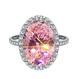 Viyuroyk 925 Silver fashion Pink Diamond Ladies ring Cubic Zircon oxide ring Wedding ring Women Jewelry Rings Statement, US Code 9, Gemstone, Cubic Zirconia