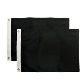FLAGPARK Solid Black Flag 12x18 inch 2 Pack DIY Flag Pure Nylon Plain Black Blank Flags Banner with Brass Grommets 4 Sewn Stripes 1x1.5 Ft 2 Pack