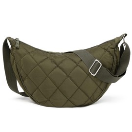 Micmores Crossbody Bag Women's Shoulder Bag Women's Nylon Quilted Bag Lightweight Buffer Crossbody Bag Large Shoulder Bag Hobo Bum Bag Women Men, Green