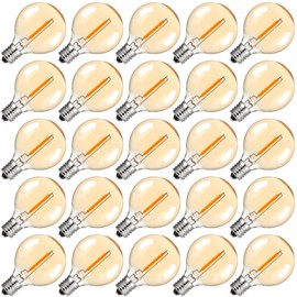 Sphoon G40 Led Replacement Light Bulbs,Amber Glass E12 Candelabra Light Bulbs, 1W Equivalent 7W 1.5 Inch Small Light Bulbs for Outdoor String Lights, Party Patio Garden Decor,Warm White 2200K, 25Pack