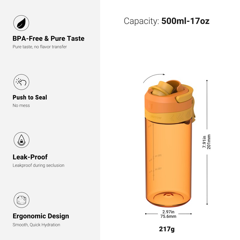 Super Sparrow Children's Drinking Bottle, Tritan Water Bottle, 500 ml,