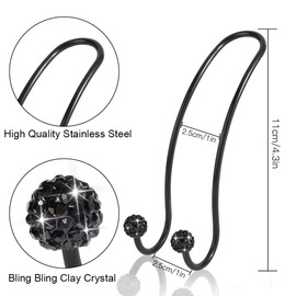 OTOSTAR 2 Pack Car Headrest Hooks Bling Handmade Crystal Multifunctional Car Back Seat Headrest Hangers Strong and Durable Auto Hooks Organizer Universal for Vehicle SUV Truck (Black)