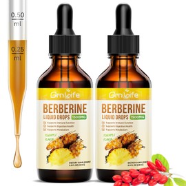 GrnLife (2 Pack) Berberine Supplement, 1500mg Organic Berberine Liquid Drops with Ceylon Cinnamon, Bitter Melon - Supports Immune and Metabolism, Vegan, Pineapple Flavor-2 FL Oz