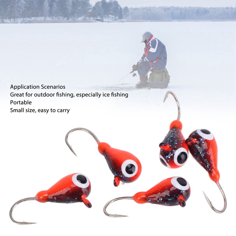 5 PCS Ice Fishing Jigs Kit Winter Fishing Perch Hooks