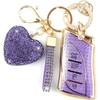 YIKECASE Key Fob Cover with Diamond Keychain Car Key Holder Case Compatible with Lexus ES350 ES300h UX200 LS500 LS500H LC500 LC500h Smart Remote Key Protector for Women, 4 Buttons (Purple-Heart)
