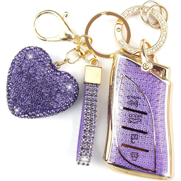 YIKECASE Key Fob Cover with Diamond Keychain Car Key Holder